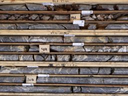 vein zone around 100m in sr25-001 consisting of a swarm of quartz-ankerite-pyrite-galena veins hosted in silicified sediments